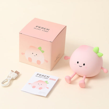 Lampe de nuit LED en silicone souple en forme de pêche - Cadeau parfait pour les enfants et les filles