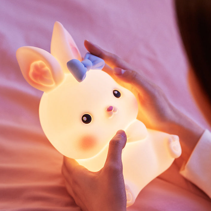 Lampe de nuit LED en silicone moelleux en forme de lapin - Cadeau parfait pour les enfants et les filles