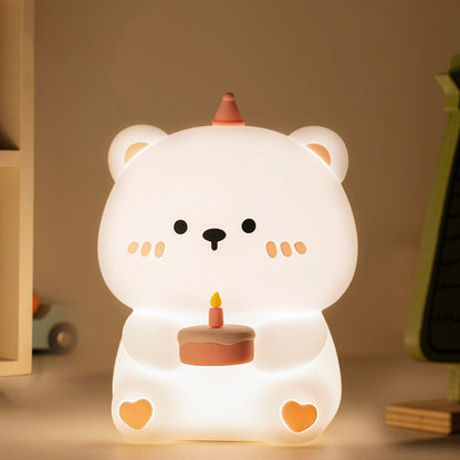 Lampe de nuit LED en silicone souple en forme d'ours - Cadeau parfait pour les enfants et les filles