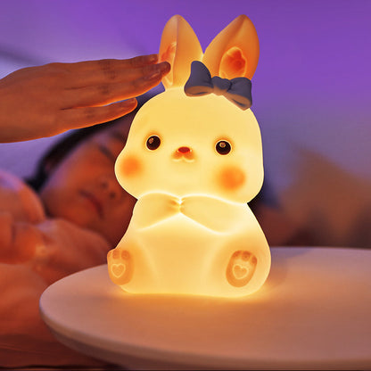Lampe de nuit LED en silicone moelleux en forme de lapin - Cadeau parfait pour les enfants et les filles