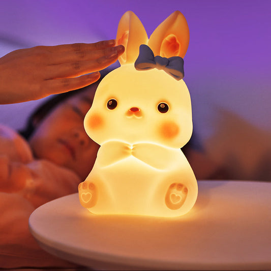 Lampe de nuit LED en silicone moelleux en forme de lapin - Cadeau parfait pour les enfants et les filles