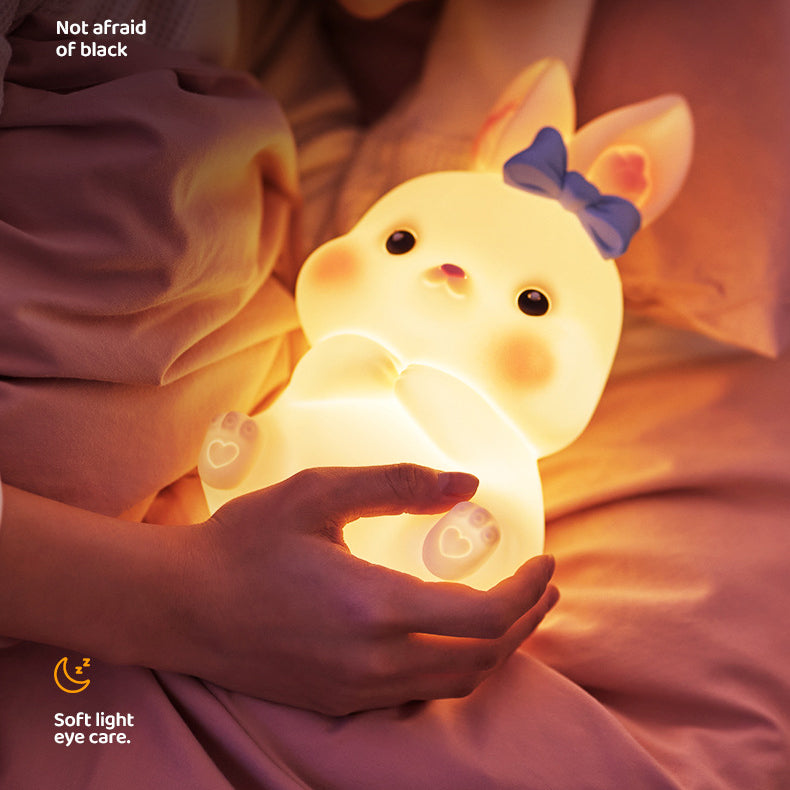 Lampe de nuit LED en silicone moelleux en forme de lapin - Cadeau parfait pour les enfants et les filles