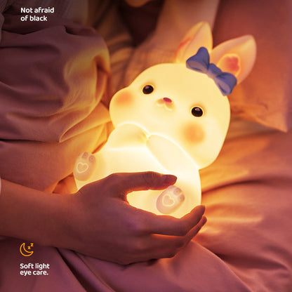 Lampe de nuit LED en silicone moelleux en forme de lapin - Cadeau parfait pour les enfants et les filles