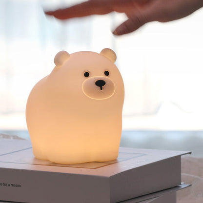 Lampe de nuit LED en silicone souple petit ours blanc - Cadeau parfait pour les enfants et les filles