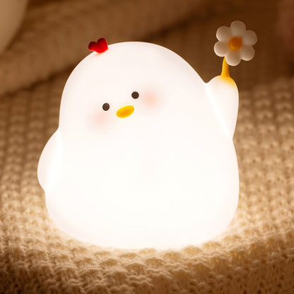 Charmante lampe de nuit en forme de poulet LED en silicone souple Meilleur cadeau pour bébé et fille