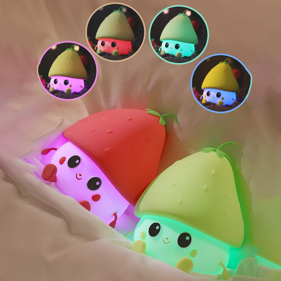 Lampe de nuit LED en silicone squishy fraise - Cadeau parfait pour les enfants et les filles