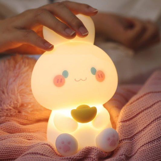 Lampe de chevet LED en silicone moelleux en forme de lapin - Cadeau parfait pour les enfants et les filles