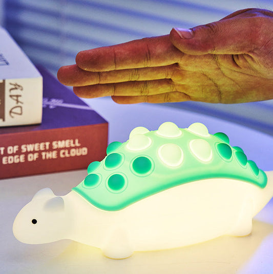Lampe de nuit LED Pop-it dinosaure en silicone squishy - Cadeau parfait pour les enfants et les filles
