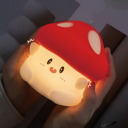 Lumière de nuit LED champignon mignon en silicone - Cadeau parfait pour les enfants et les filles
