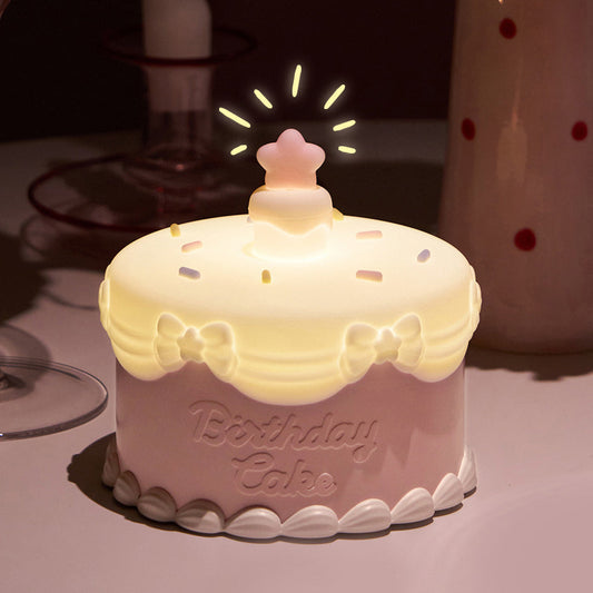Lampe de nuit LED gâteau d'anniversaire en silicone squishy - Cadeau parfait pour les enfants et les filles