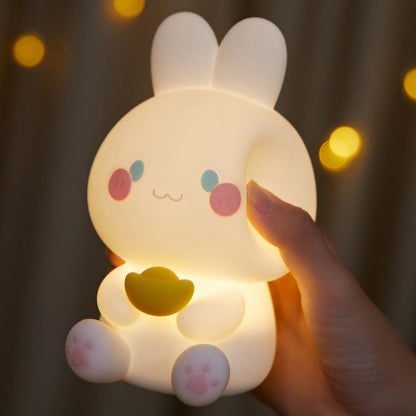 Lampe de chevet LED en silicone moelleux en forme de lapin - Cadeau parfait pour les enfants et les filles