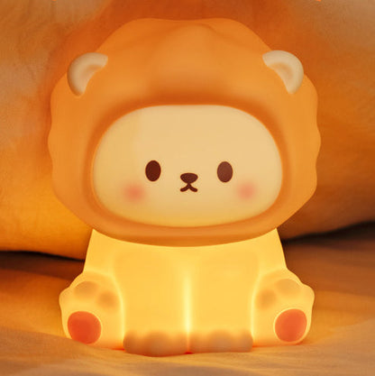 Lampe de nuit LED lion en silicone souple - Cadeau parfait pour les enfants et les filles