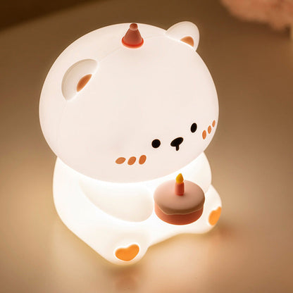 Lampe de nuit LED en silicone souple en forme d'ours - Cadeau parfait pour les enfants et les filles