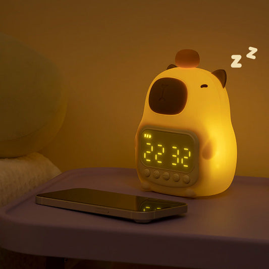 Réveil en silicone Squishy Capybara avec veilleuse LED - Cadeau parfait pour les enfants et les filles