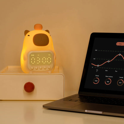 Réveil en silicone Squishy Capybara avec veilleuse LED - Cadeau parfait pour les enfants et les filles