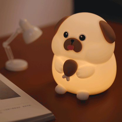 Lampe de nuit LED chiot avide en silicone squishy - Cadeau parfait pour les enfants et les filles