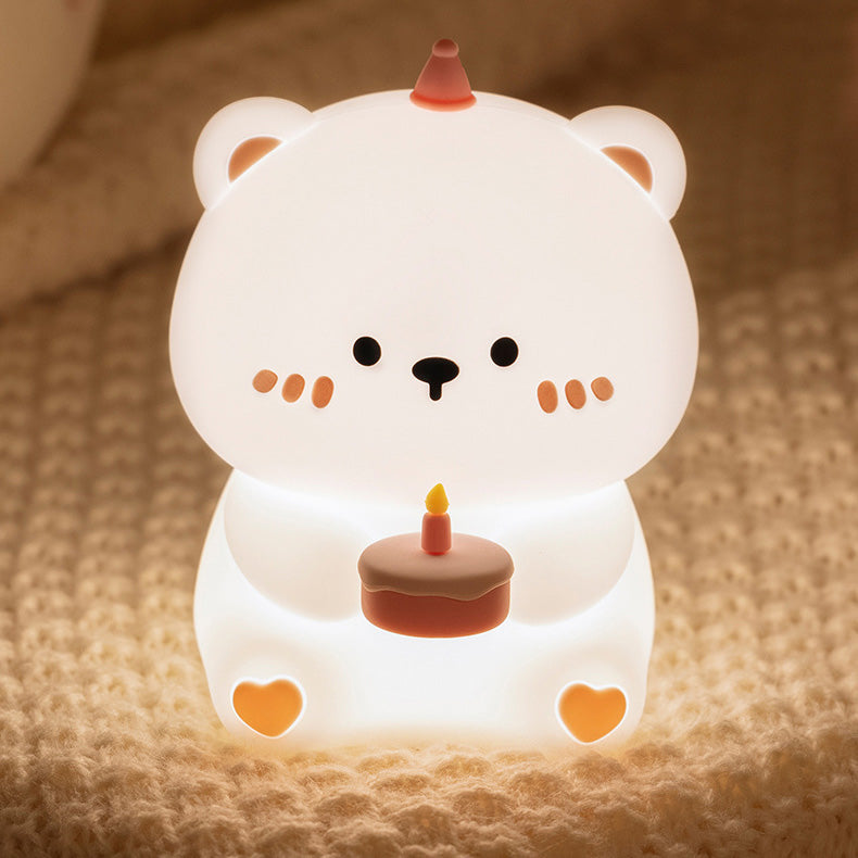 Lampe de nuit LED en silicone souple en forme d'ours - Cadeau parfait pour les enfants et les filles