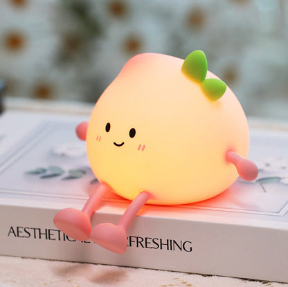 Lampe de nuit LED en silicone souple en forme de pêche - Cadeau parfait pour les enfants et les filles