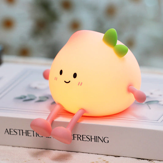 Lampe de nuit LED en silicone souple en forme de pêche - Cadeau parfait pour les enfants et les filles