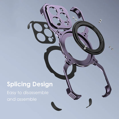 Coque en cadre MagSafe respirante avec support anneau pour iPhone 14 13 15 Pro Max dissipation de chaleur sans bordure chargement sans fil couverture protectrice