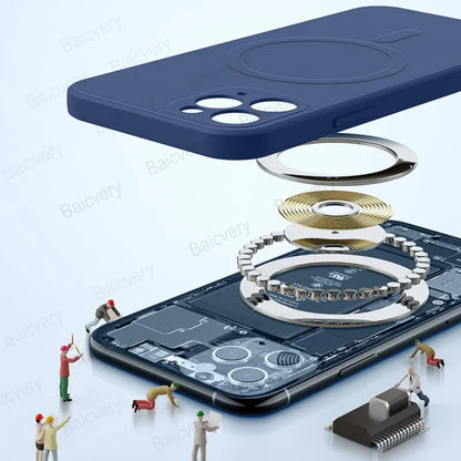 Coque opaque mate en silicone luxe MagSafe pour VIVO Y27S 4G Y36 5G lentille de caméra charge sans fil anti-choc