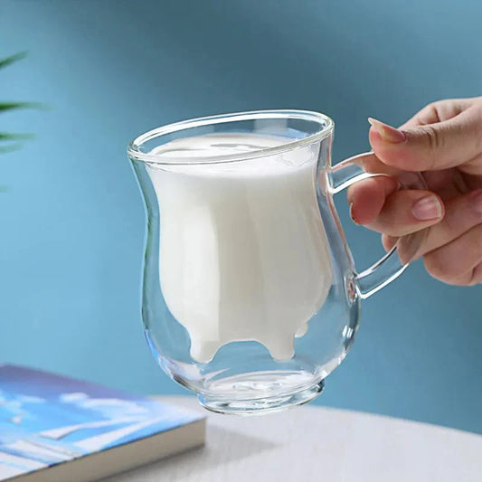 Tasse à café en verre à double couche « Vache »