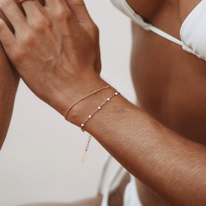 Bracelet Élégante Double Perles Blanches pour Femmes - Liora