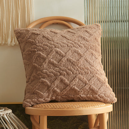 Floroux - Housse de coussin en polaire courte et pelucheuse