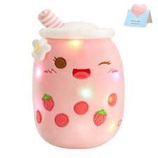 Floroux - Joli jouet en peluche tasse fraise avec lumières LED