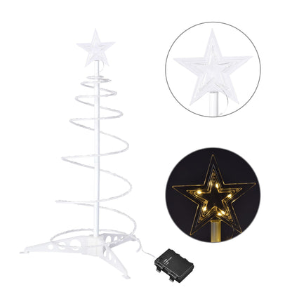 Arbre de Noël spiral lumineux de 2 pieds avec LEDs blanc chaud - Décor festif fonctionnant sur batterie pour les fêtes 2024
