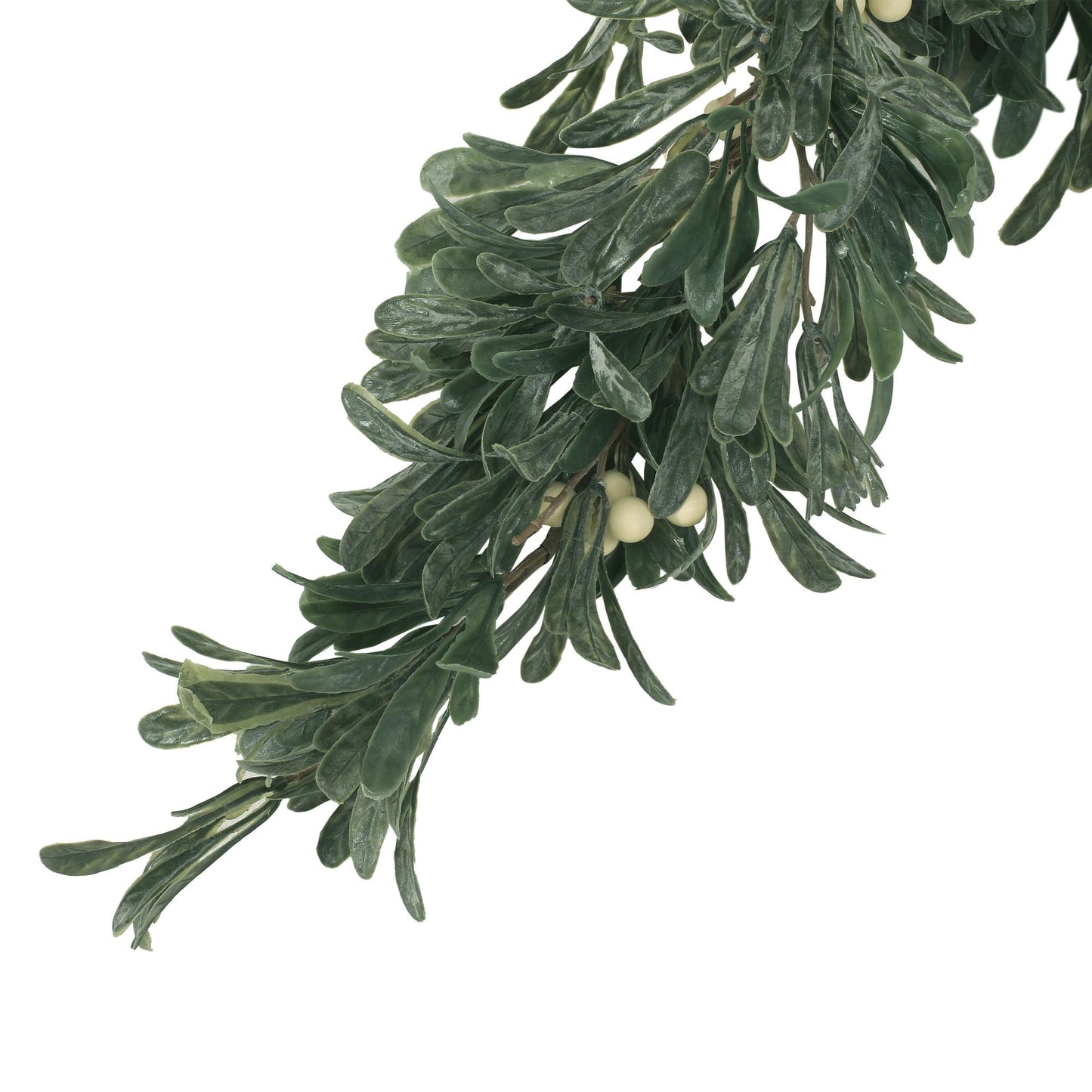 54" Guirlande d'hiver Snowberry Green – Feuillage naturel avec des baies blanches, parfait pour la décoration intérieure, Noël 2024