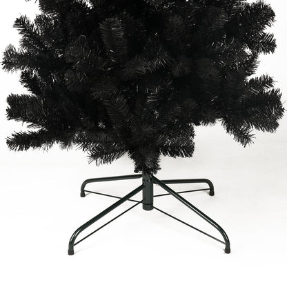 Arbre de Noël artificiel noir slim de 7,5 pieds avec support en métal pliable - Décor de vacances unique pour les petits espaces 2024