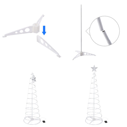 Arbre de Noël en spirale lumineux de 5 pieds avec 182 LED blanc froid - Décor extérieur à piles pour les fêtes 2024