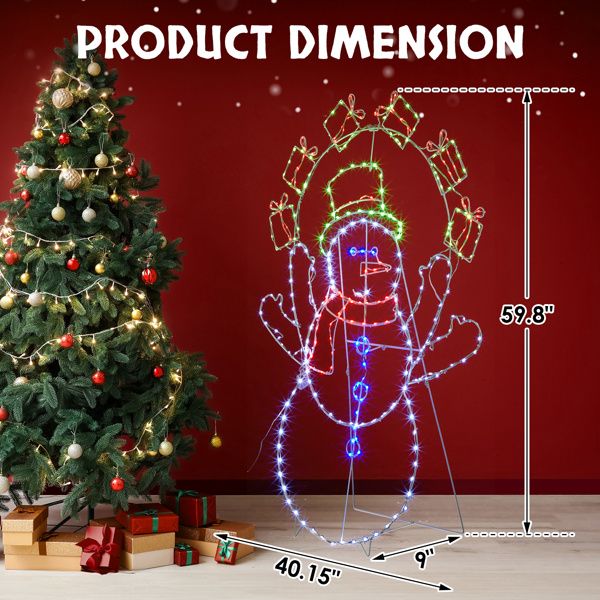 Bonhomme de neige jongleur animé de 5 pieds – Éclairé avec 358 lumières LED multicolores, décoration de vacances d'intérieur/extérieure 2024