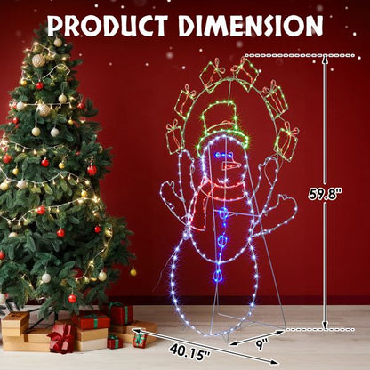 Bonhomme de neige jongleur animé de 5 pieds – Éclairé avec 358 lumières LED multicolores, décoration de vacances d'intérieur/extérieure 2024