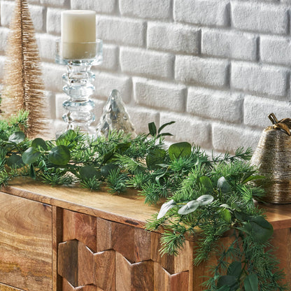 5,5' guirlande en eucalyptus et feuilles d'olive – Décor woodland léger pour un usage intérieur, Noël 2024