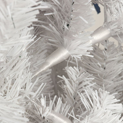 Arbre de Noël artificiel mince blanc de 7,5 pieds avec support en métal pliable – Parfait pour les petits espaces et la décoration des fêtes 2024