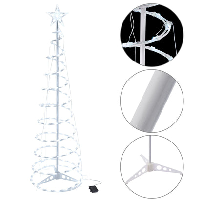 Arbre de Noël en spirale lumineux de 5 pieds avec 182 LED blanc froid - Décor extérieur à piles pour les fêtes 2024