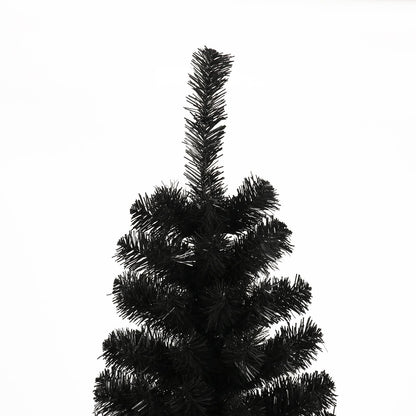 Arbre de Noël artificiel noir slim de 7,5 pieds avec support en métal pliable - Décor de vacances unique pour les petits espaces 2024