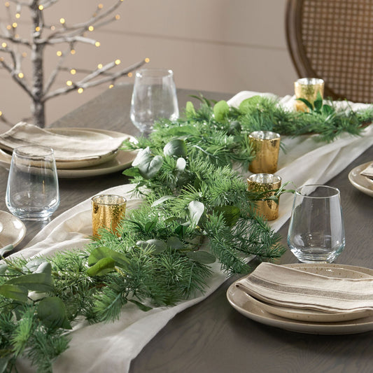 5,5' guirlande en eucalyptus et feuilles d'olive – Décor woodland léger pour un usage intérieur, Noël 2024