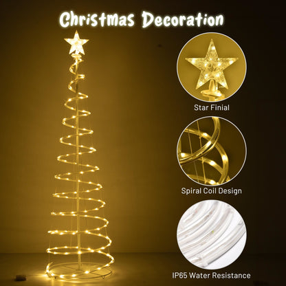 Lumière de Noël en spirale LED blanche chaude de 6 pieds – Décor de fête extérieur scintillant avec 8 modes, parfait pour une ambiance festive 2024