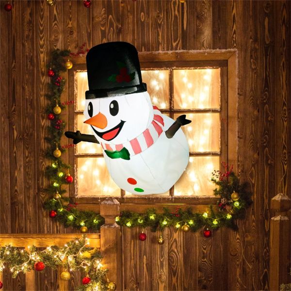 Bonhomme de neige gonflable Décor de Noël – 41.3" Design suspendu éclairé par LED, usage intérieur/extérieur, décoration de vacances 2024