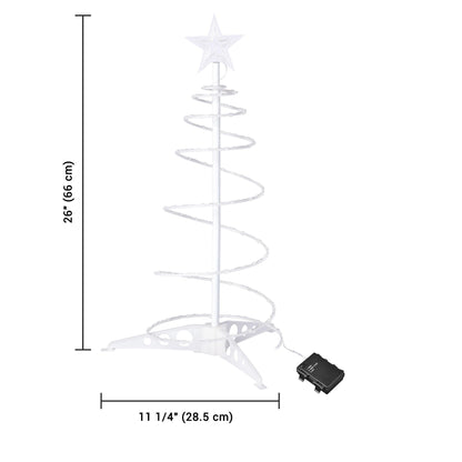 Arbre de Noël spiral lumineux de 2 pieds avec LEDs blanc chaud - Décor festif fonctionnant sur batterie pour les fêtes 2024