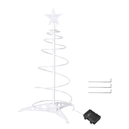 Arbre de Noël spiral lumineux de 2 pieds avec LEDs blanc chaud - Décor festif fonctionnant sur batterie pour les fêtes 2024