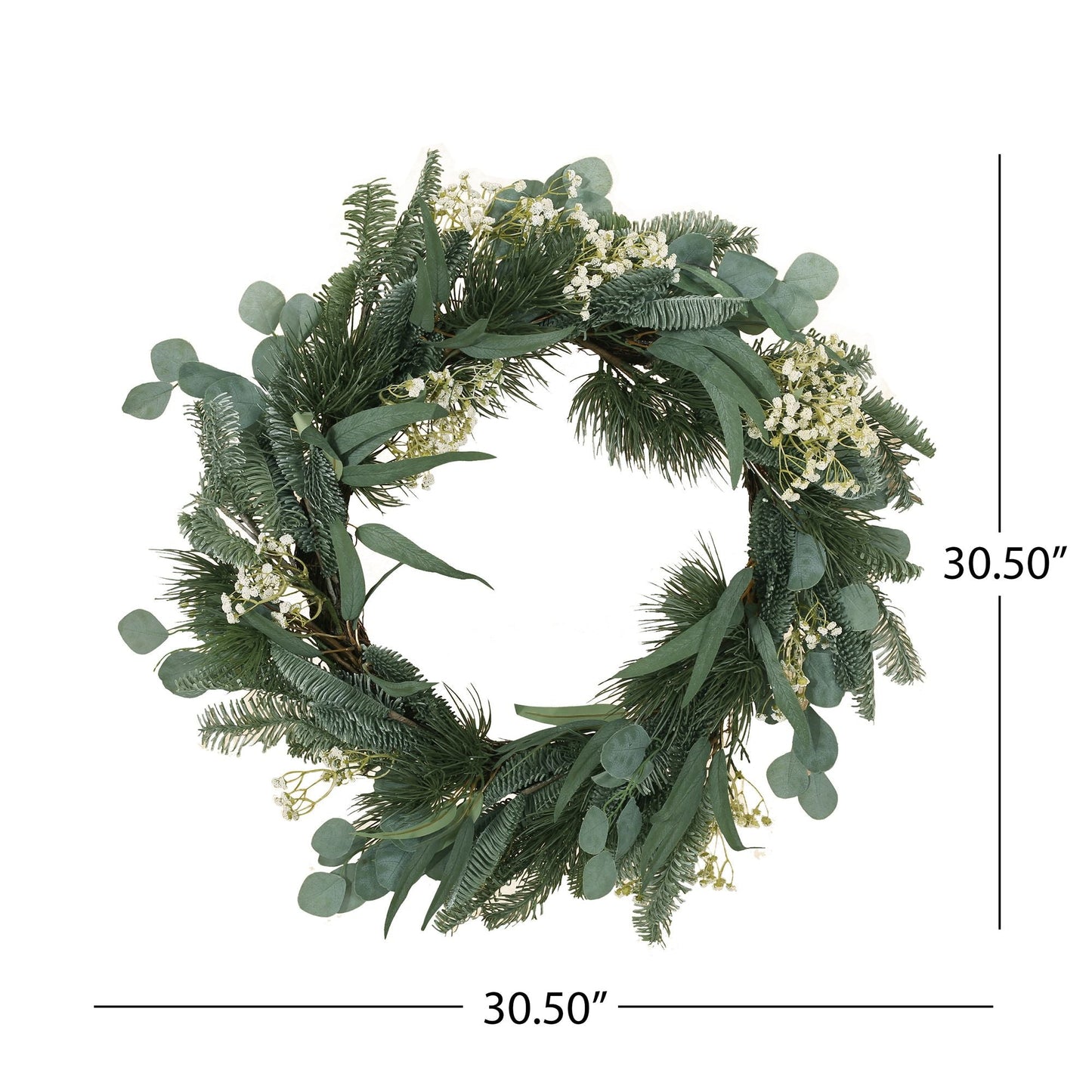 Couronne de Feuilles d'Eucalyptus et de Branches de Pin – Design Étoiles Rustiques de 30 pouces, Parfaite pour la Porte d'Entrée, Décor de Noël 2024