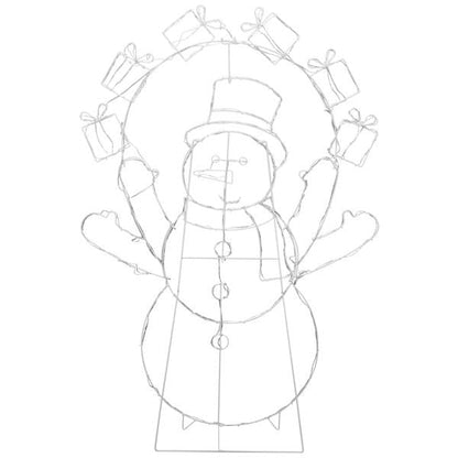 Bonhomme de neige jongleur animé de 5 pieds – Éclairé avec 358 lumières LED multicolores, décoration de vacances d'intérieur/extérieure 2024