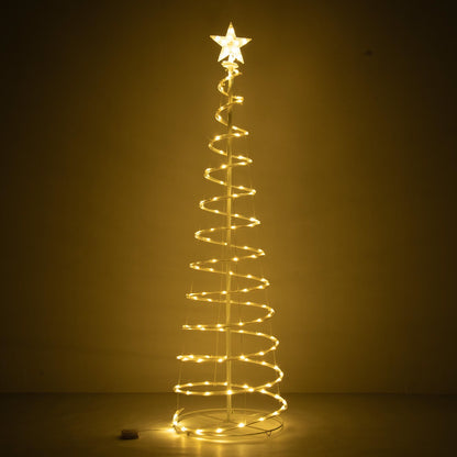 Lumière de Noël en spirale LED blanche chaude de 6 pieds – Décor de fête extérieur scintillant avec 8 modes, parfait pour une ambiance festive 2024