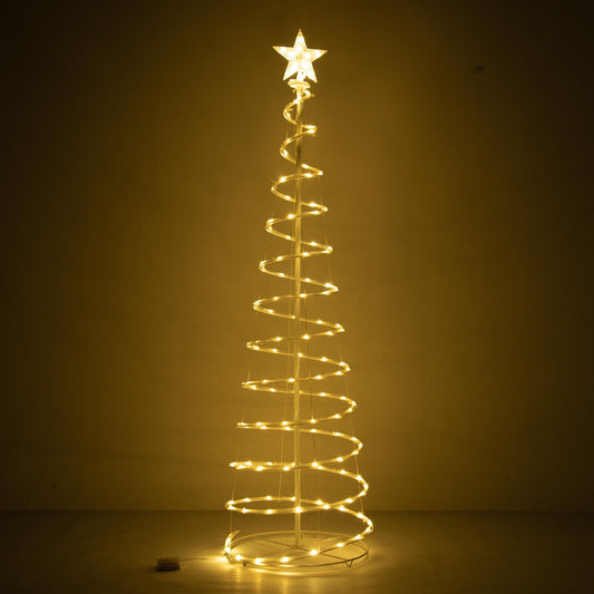 Lumière de Noël en spirale LED blanche chaude de 6 pieds – Décor de fête extérieur scintillant avec 8 modes, parfait pour une ambiance festive 2024