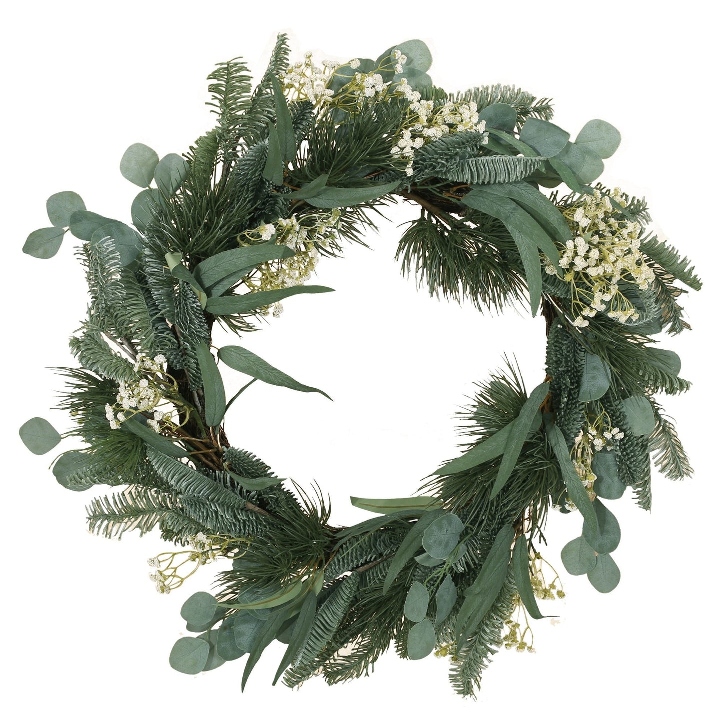 Couronne de Feuilles d'Eucalyptus et de Branches de Pin – Design Étoiles Rustiques de 30 pouces, Parfaite pour la Porte d'Entrée, Décor de Noël 2024