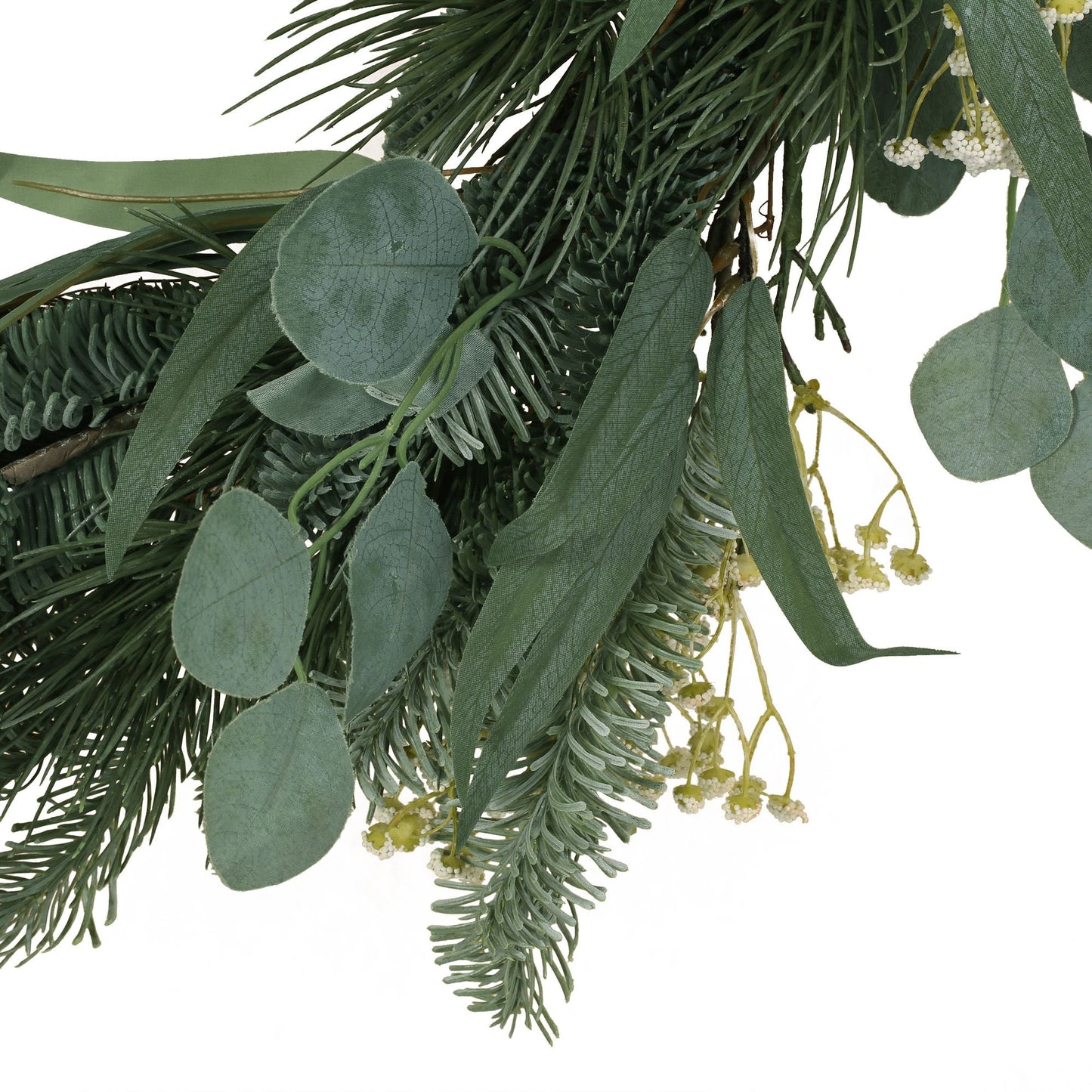 Couronne de Feuilles d'Eucalyptus et de Branches de Pin – Design Étoiles Rustiques de 30 pouces, Parfaite pour la Porte d'Entrée, Décor de Noël 2024